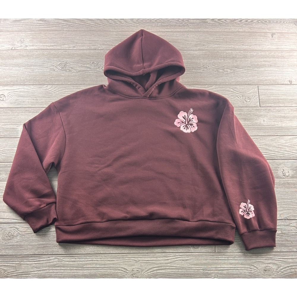 Chrome Riot Women's Purple Hoodie Hawaiian Embroidered Size XL Pullover